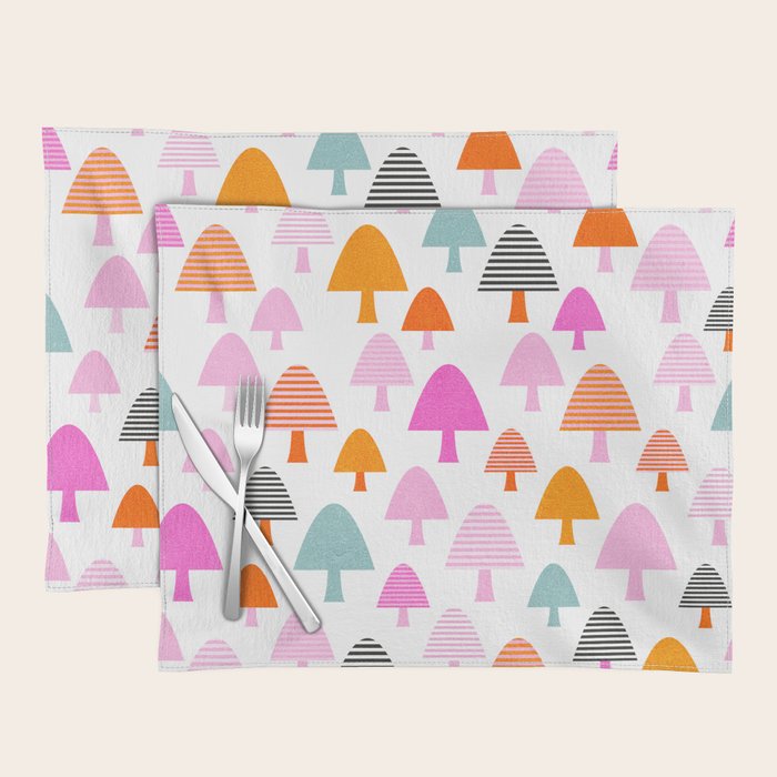 Whimsi Retro Abstract Mushrooms in Rainbow colours Placemat Gallery Image 1