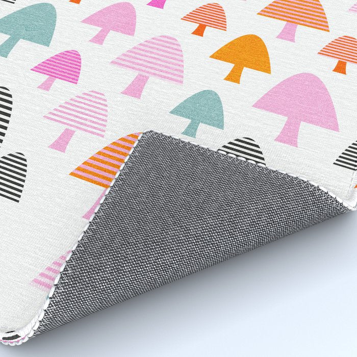 Whimsi Retro Abstract Mushrooms in Rainbow colours Rug Gallery Image 4