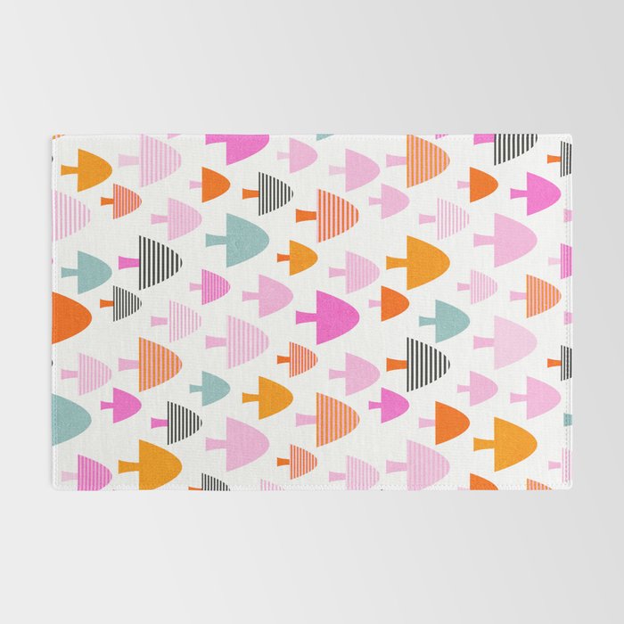 Whimsi Retro Abstract Mushrooms in Rainbow colours Rug Gallery Image 2
