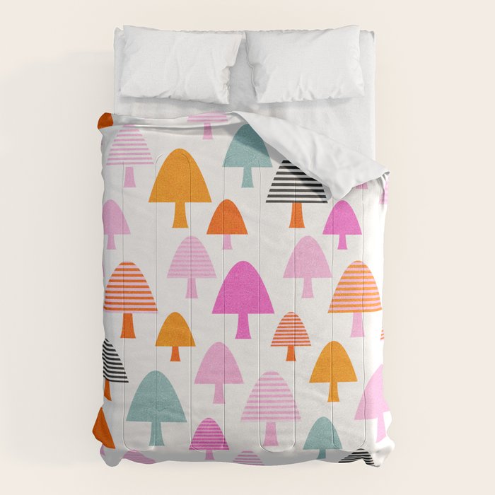 Whimsi Retro Abstract Mushrooms in Rainbow colours Comforter Gallery Image 6