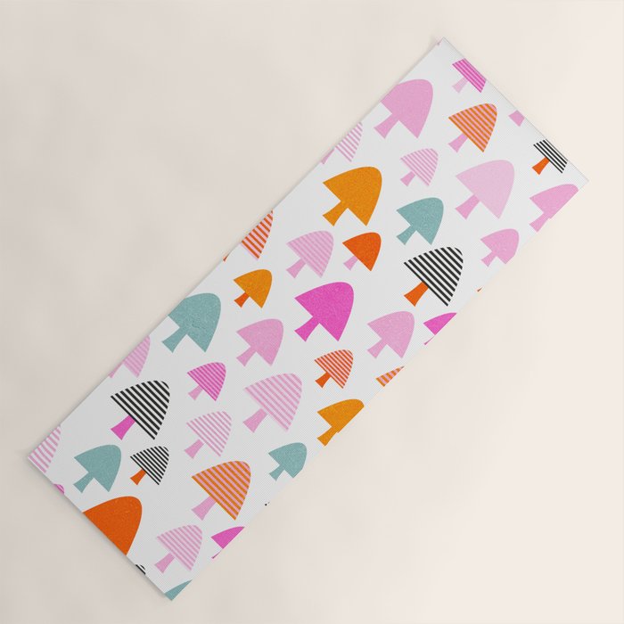 Whimsi Retro Abstract Mushrooms in Rainbow colours Yoga Mat Gallery Image 1