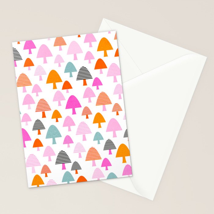 Whimsi Retro Abstract Mushrooms in Rainbow colours Stationery Card Gallery Image 2