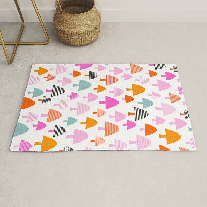 Whimsi Retro Abstract Mushrooms in Rainbow colours Rug Gallery Image 1