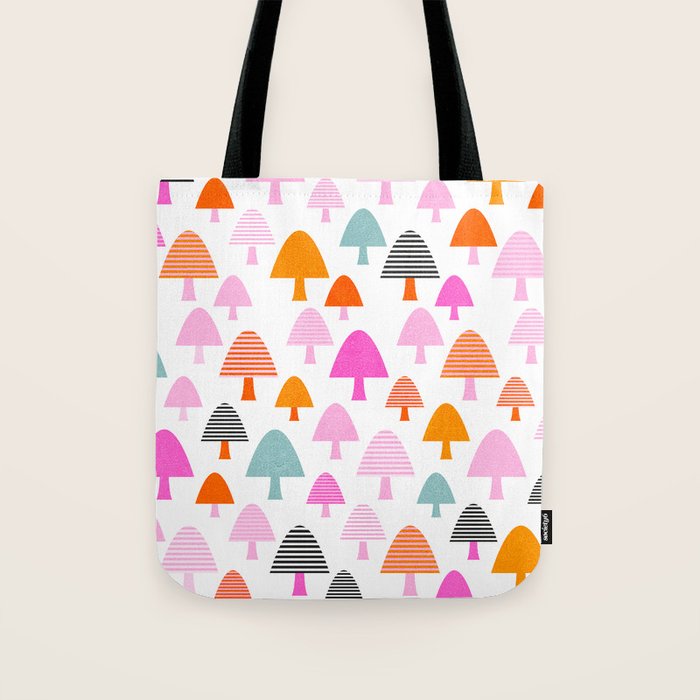 Whimsi Retro Abstract Mushrooms in Rainbow colours Tote Bag Gallery Image 1