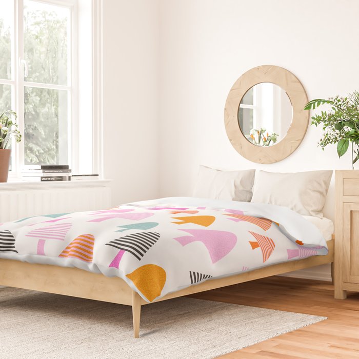 Whimsi Retro Abstract Mushrooms in Rainbow colours Duvet Cover Gallery Image 2