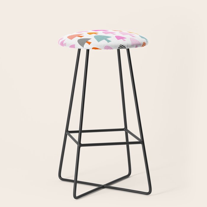 Whimsi Retro Abstract Mushrooms in Rainbow colours Stool Gallery Image 1