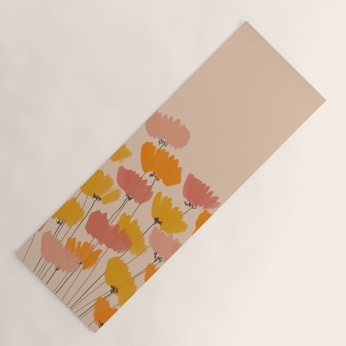 Summertime Flowers On Beige Yoga Mat Gallery Image 1