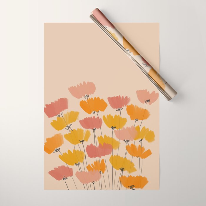 Summertime Flowers On Beige Wrapping Paper Gallery Image 1