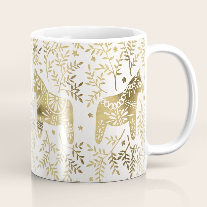 Swedish Dala Horses - Gold Palette Coffee Mug Gallery Image 1