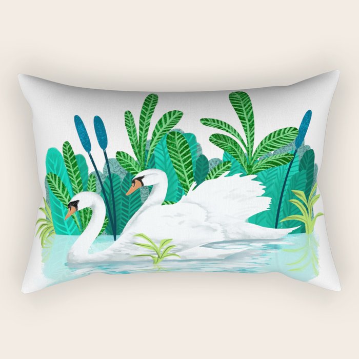 Swans In Love Rectangular Pillow Gallery Image 2