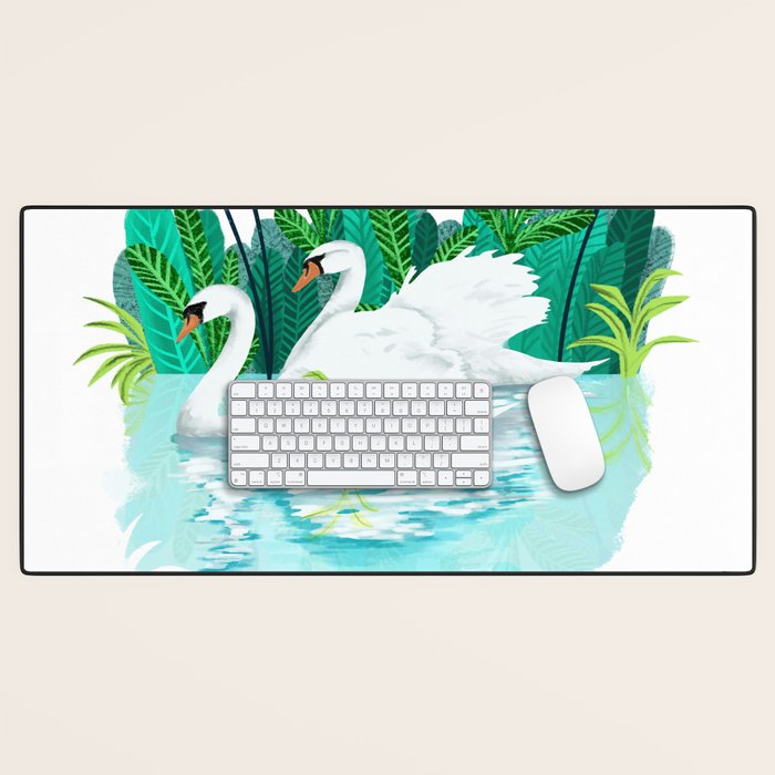 Swans In Love Desk Mat Gallery Image 1