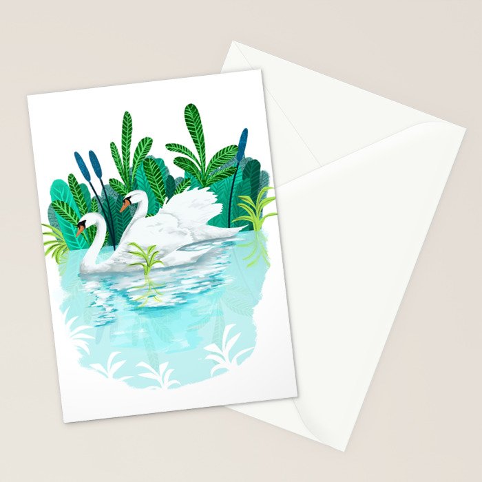 Swans In Love Stationery Card Gallery Image 2