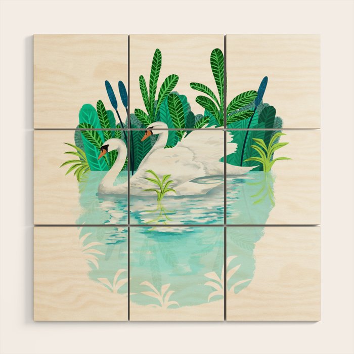 Swans In Love Wood Wall Art Gallery Image 1