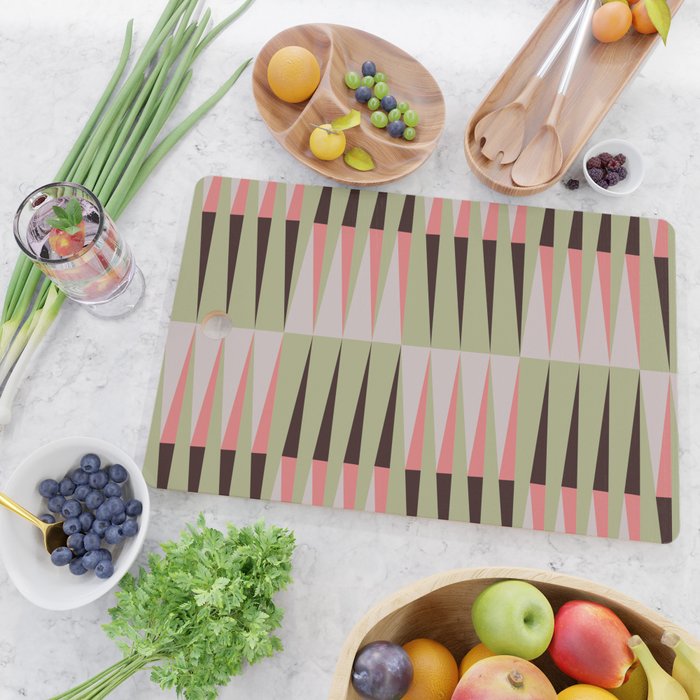 Geometric pattern rose and light green Cutting Board Gallery Image 2