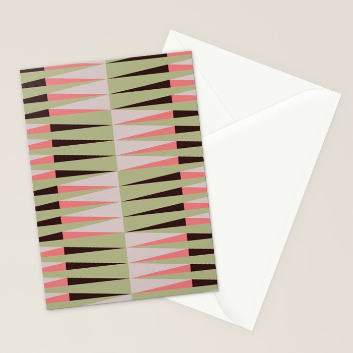 Geometric pattern rose and light green Stationery Card Gallery Image 2