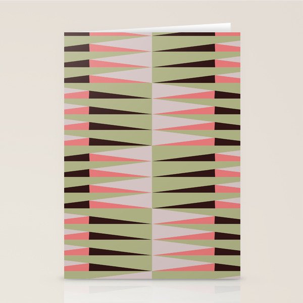 Geometric pattern rose and light green Stationery Card Gallery Image 2