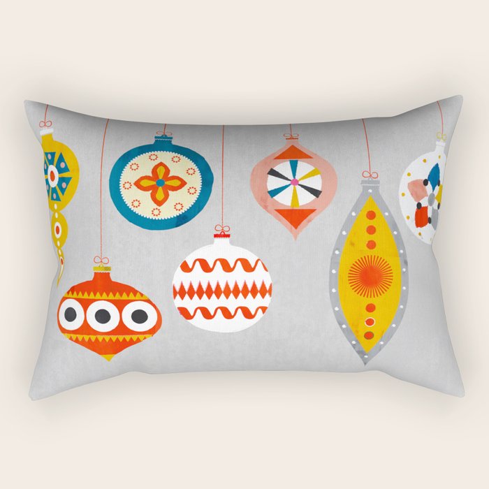 Christmas retro baubles no3 Rectangular Pillow Gallery Image 1