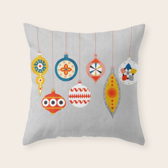 Christmas retro baubles no3 Throw Pillow Gallery Image 6