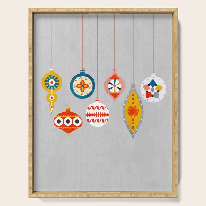 Christmas retro baubles no3 Serving Tray Gallery Image 1