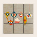 Christmas retro baubles no3 Wood Wall Art Gallery Image 1