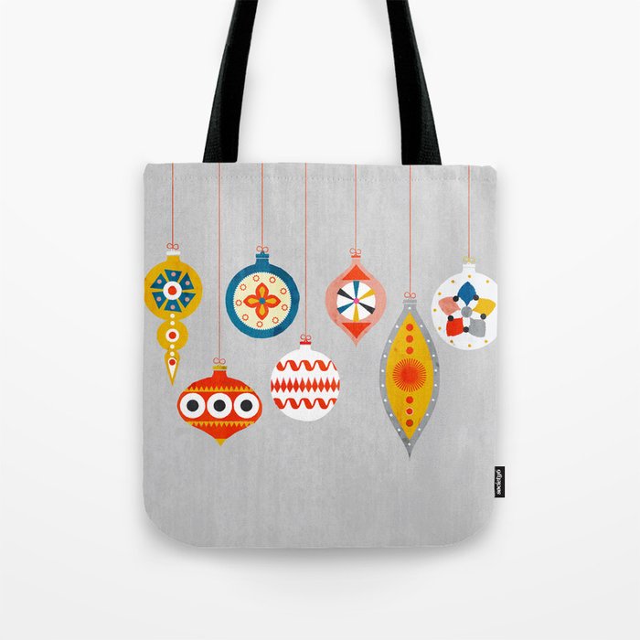 Christmas retro baubles no3 Tote Bag Gallery Image 1