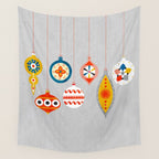 Christmas retro baubles no3 Wall Tapestry Gallery Image 4