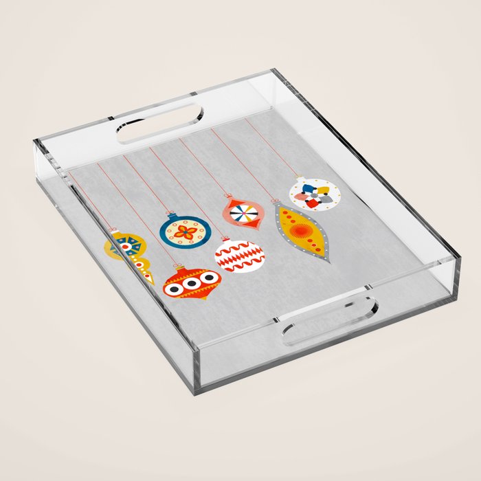 Christmas retro baubles no3 Acrylic Tray Gallery Image 1