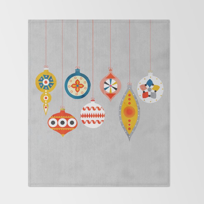 Christmas retro baubles no3 Throw Blanket Gallery Image 2
