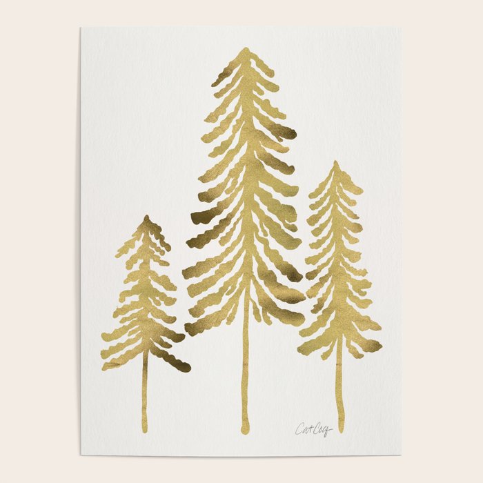 Pine Trees - Gold Palette Poster Gallery Image 4