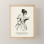 Book Lover Funny Quote - Vintage Illustration, Emotionally Attached to Fictional Characters Mini Art Print Gallery Image 1