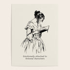 Book Lover Funny Quote - Vintage Illustration, Emotionally Attached to Fictional Characters Poster Gallery Image 4
