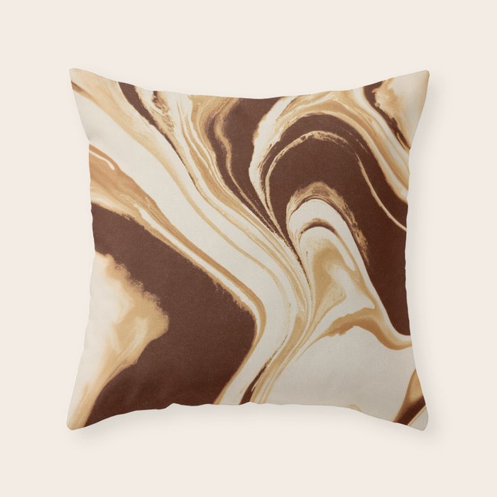 Mocha Drift Throw Pillow Gallery Image 1