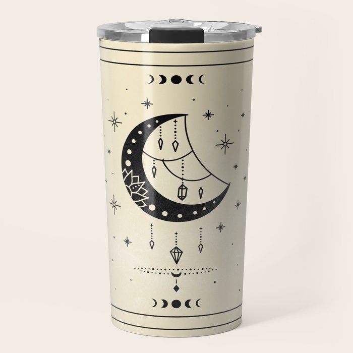 Mystic Moon & Stars: The Beige Edition Travel Mug Gallery Image 1