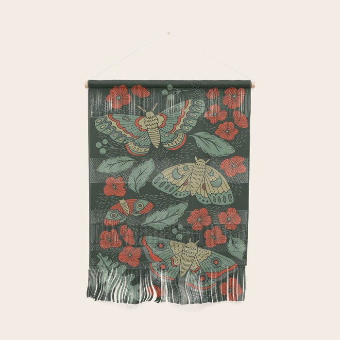 Moths in Emerald Twilight Wall Hanging Gallery Image 1