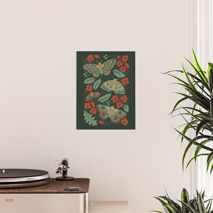 Moths in Emerald Twilight Poster Gallery Image 2