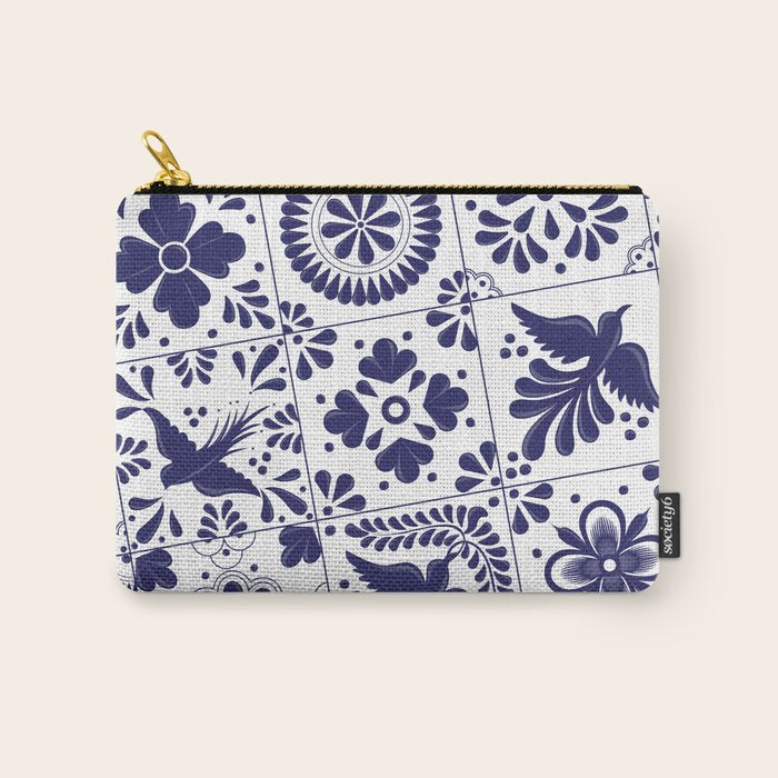 Mexican Talavera Blue Tiles Pattern by Akbaly Carry All Pouch Gallery Image 1