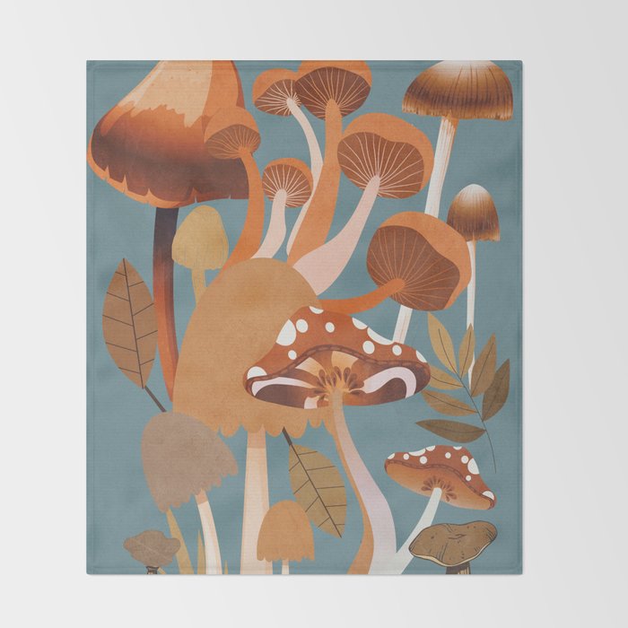 Mushrooms 3 Throw Blanket Gallery Image 2