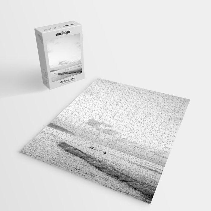 Once your board hits the water - Black and white surf travel photography print | Dominican republic Jigsaw Puzzle Gallery Image 2