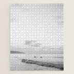 Once your board hits the water - Black and white surf travel photography print | Dominican republic Jigsaw Puzzle Gallery Image 1