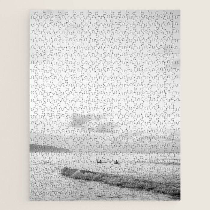 Once your board hits the water - Black and white surf travel photography print | Dominican republic Jigsaw Puzzle Gallery Image 1