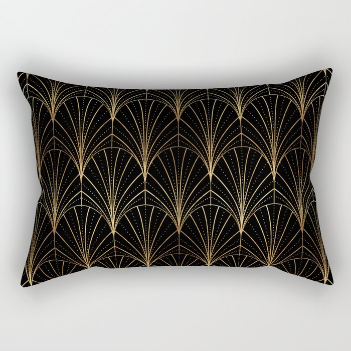 Art Deco Waterfalls // Black Luxe Rectangular Pillow Gallery Image 1