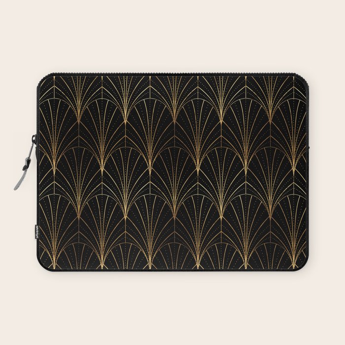 Art Deco Waterfalls // Black Luxe Laptop Sleeve Gallery Image 1