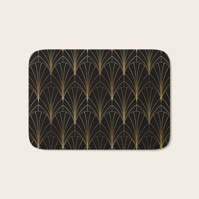 Art Deco Waterfalls // Black Luxe Bath Mat Gallery Image 1