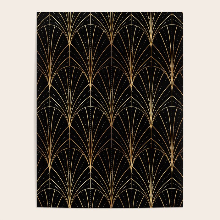 Art Deco Waterfalls // Black Luxe Poster
