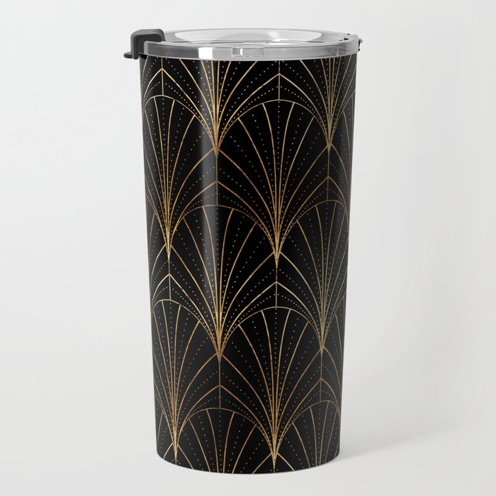 Art Deco Waterfalls // Black Luxe Travel Mug Gallery Image 3
