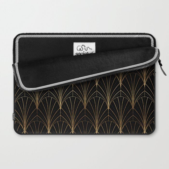 Art Deco Waterfalls // Black Luxe Laptop Sleeve Gallery Image 2