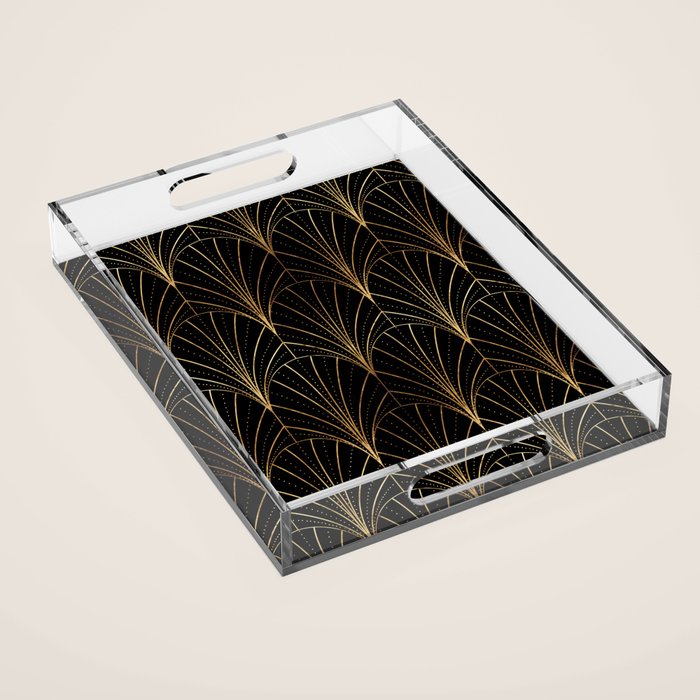 Art Deco Waterfalls // Black Luxe Acrylic Tray Gallery Image 1