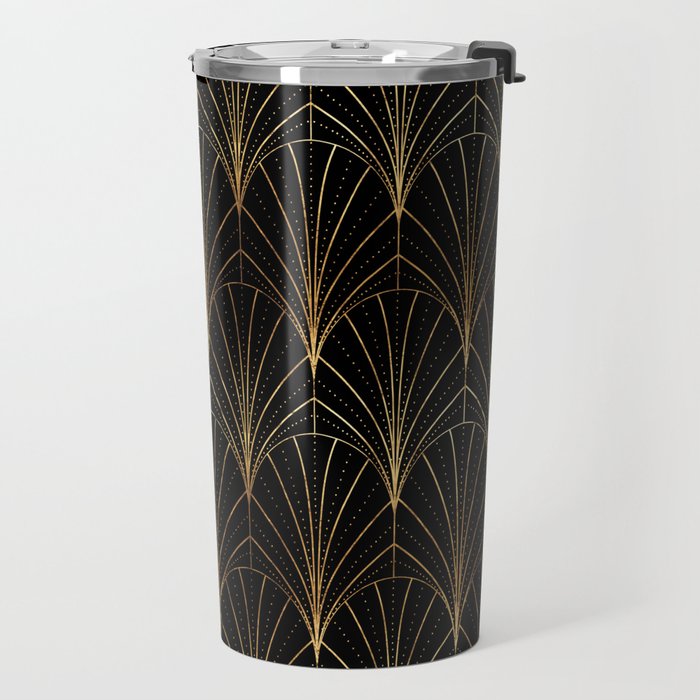 Art Deco Waterfalls // Black Luxe Travel Mug Gallery Image 2