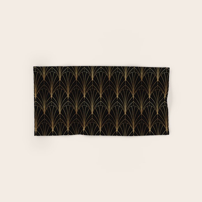 Art Deco Waterfalls // Black Luxe Bath Towel Gallery Image 1