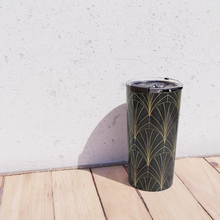 Art Deco Waterfalls // Black Luxe Travel Mug Gallery Image 4